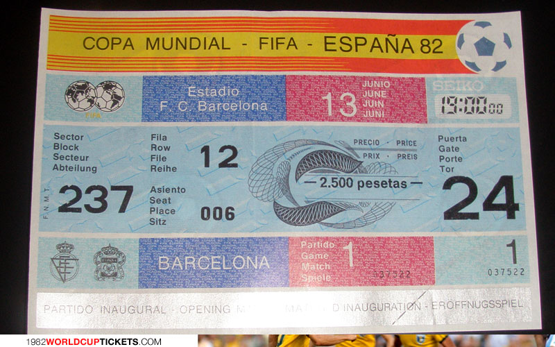 game 1 1982 World Cup Tickets