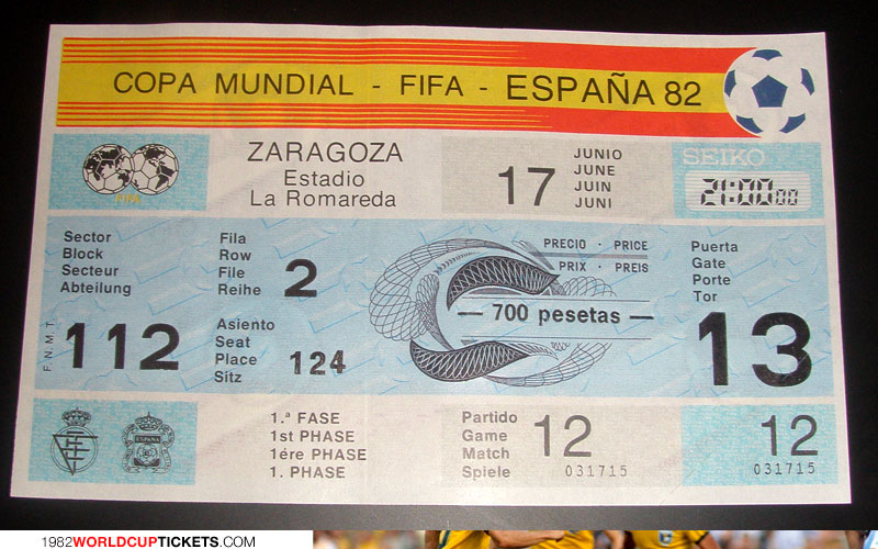 game  1982 World Cup Tickets