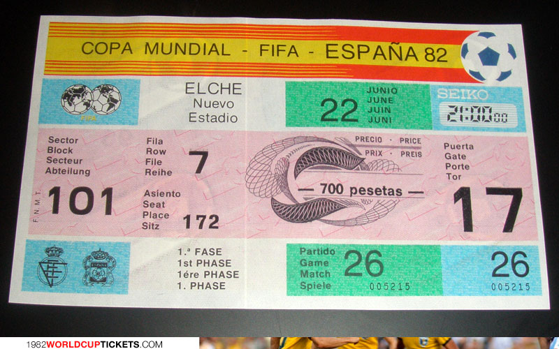 game  1982 World Cup Tickets