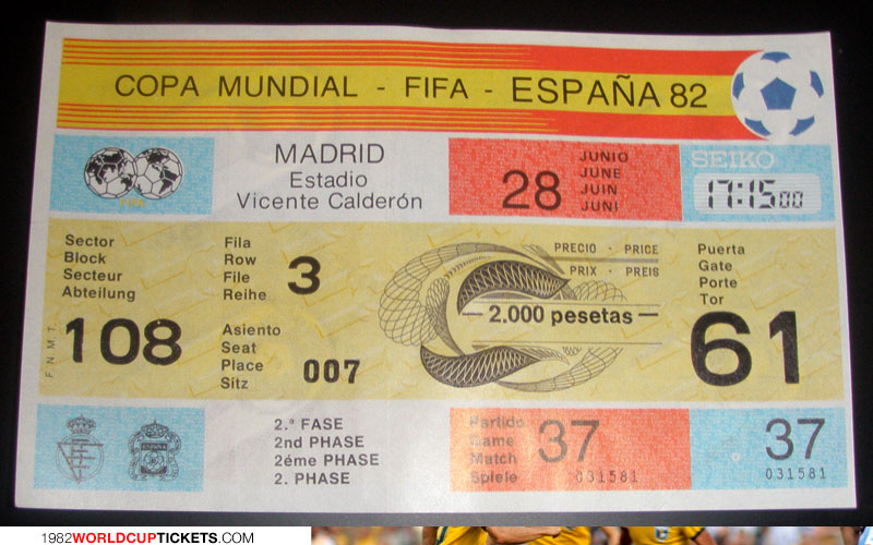 game  1982 World Cup Tickets