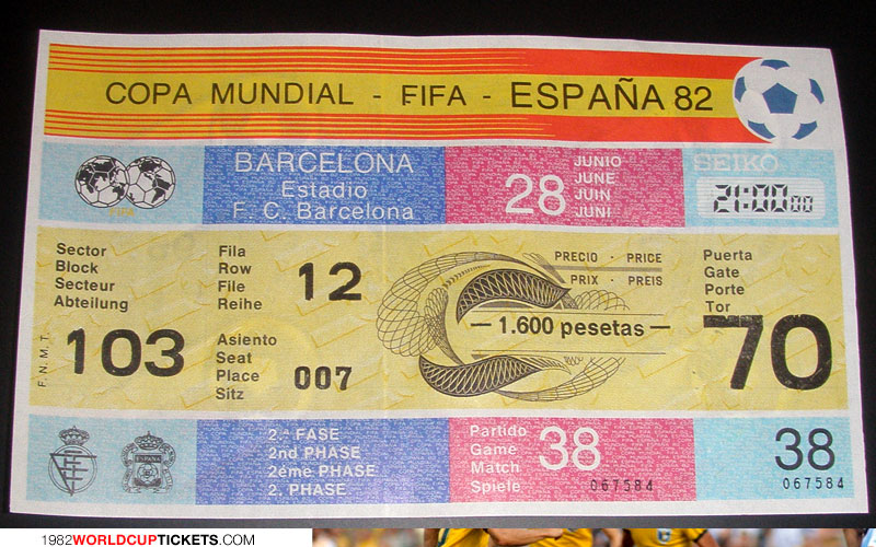 game  1982 World Cup Tickets