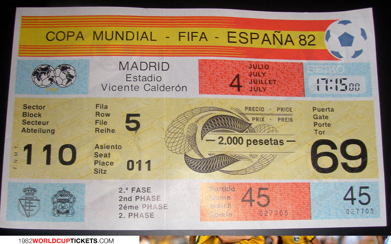 game  1982 World Cup Tickets
