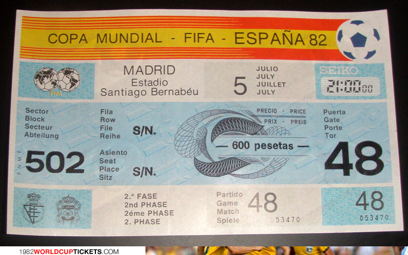 game  1982 World Cup Tickets
